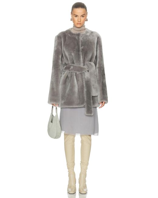 Totême Gray Plush Shearling Jacket