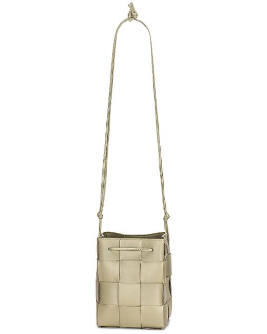 Bottega Leather Small Crossbody Bucket Bag in Metallic Lyst