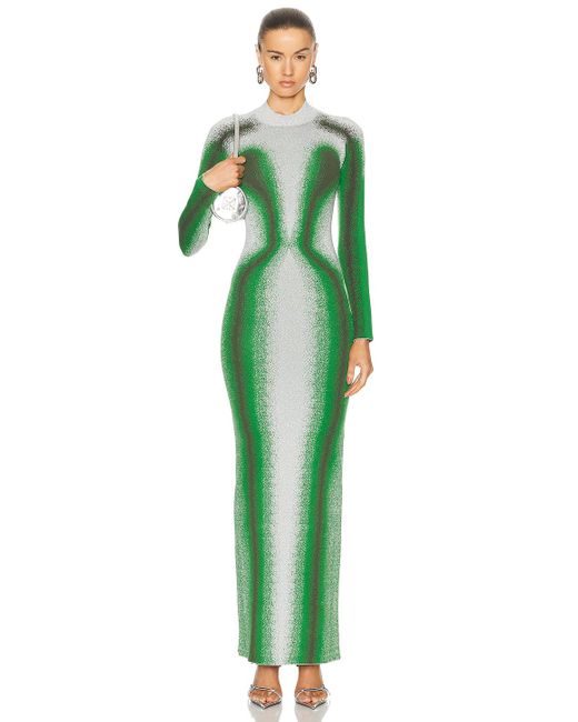 Y. Project Green Gradient Knit Long Sleeve Dress
