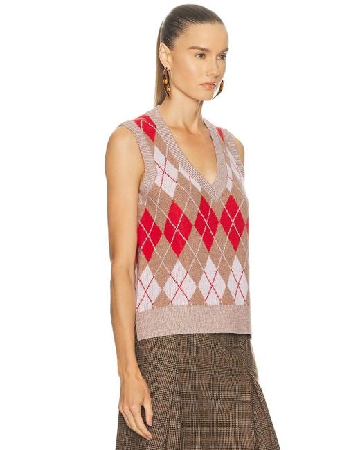 Re/done Red Argyle Vest
