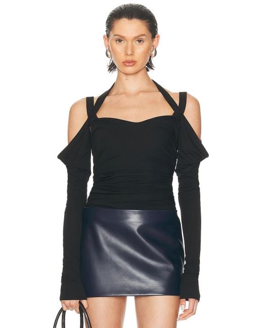 The Attico Black Cold Shoulder Top
