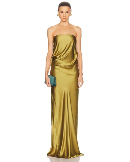 The Sei Metallic Draped Strapless Gown