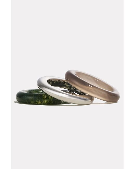 BY PARIAH Multicolor Stone Trilogy Stack Ring