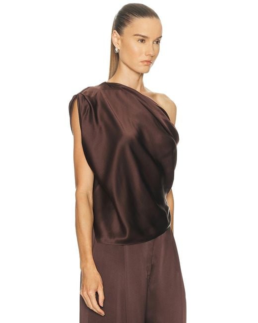 The Sei Brown Asymmetrical Drape Top