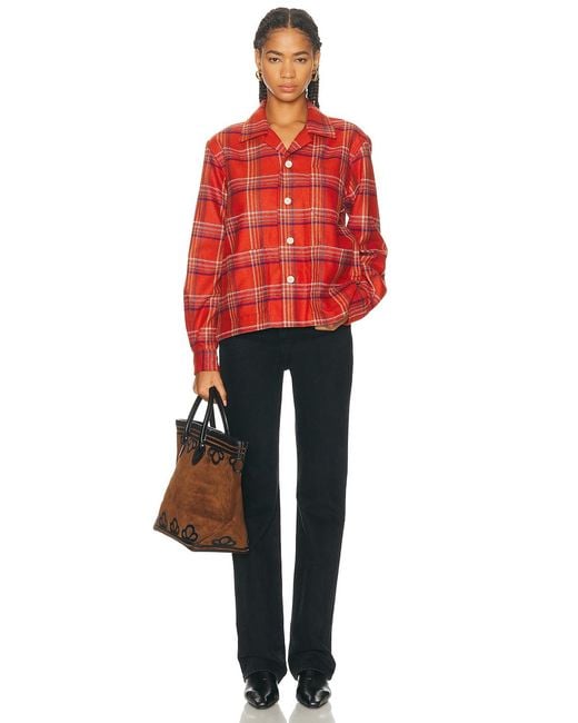Bode Red Gable Plaid Overshirt