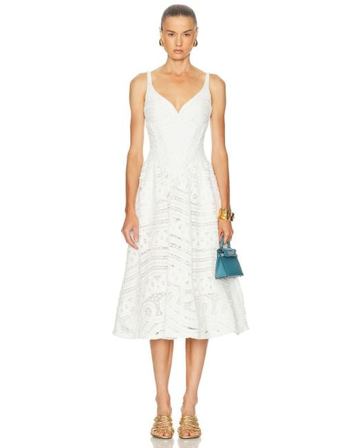 PATBO White Rhythmic Lace Midi Dress