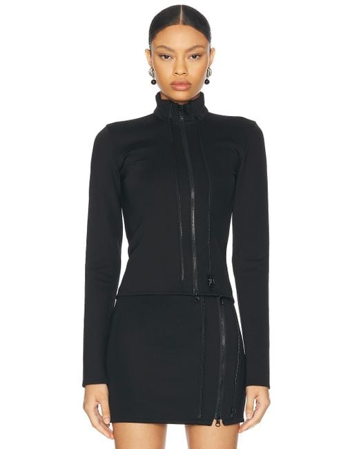 Jade Cropper Black Double Zipper Long Sleeve Top