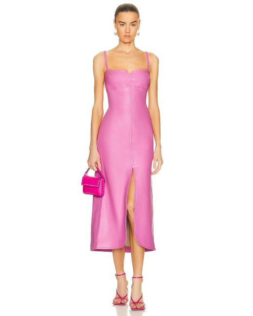 Alexis Pink Camellia Faux Leather Dress