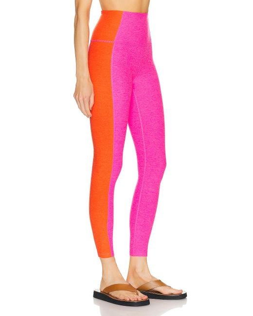 Beyond Yoga Pink Spacedye Vitality Colorblock High Waisted Midi Legging