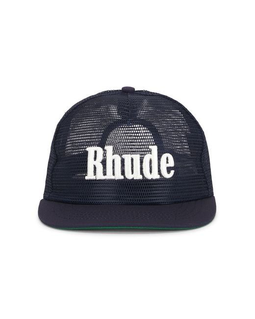 Rhude Blue Logo Mesh Hat for men