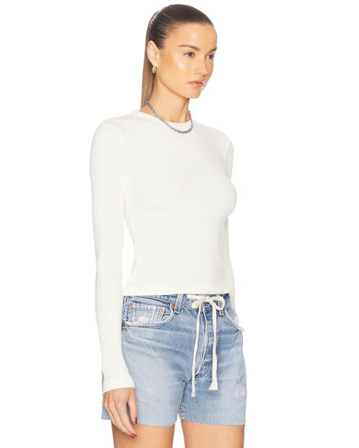 Citizens of Humanity White Pilar Waffle Crewneck