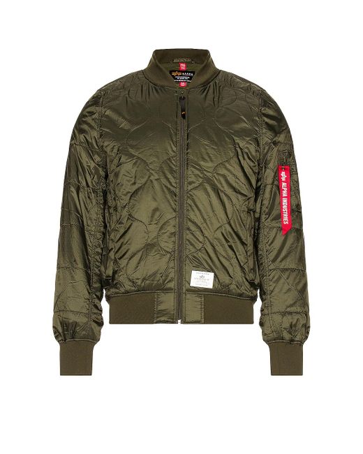 Alpha Industries Synthetic L2b Quilted Flight Jacket in Dark Green