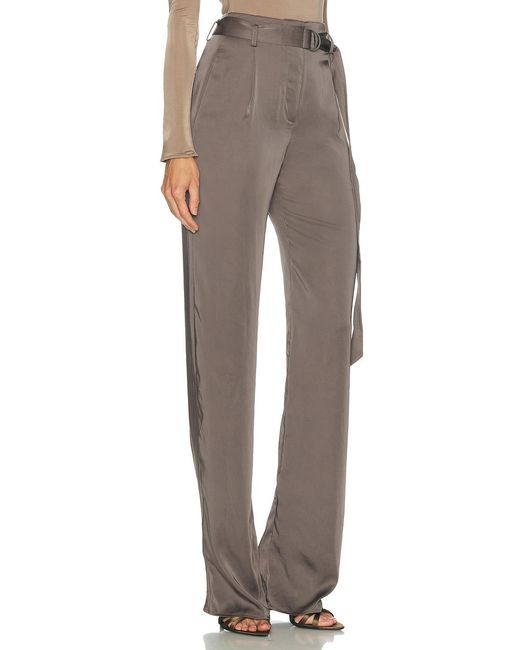 LAPOINTE Brown Lightweight Satin Belted Pant