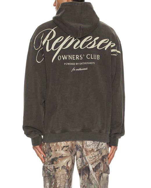 Represent Gray Owners Club Script Hoodie for men