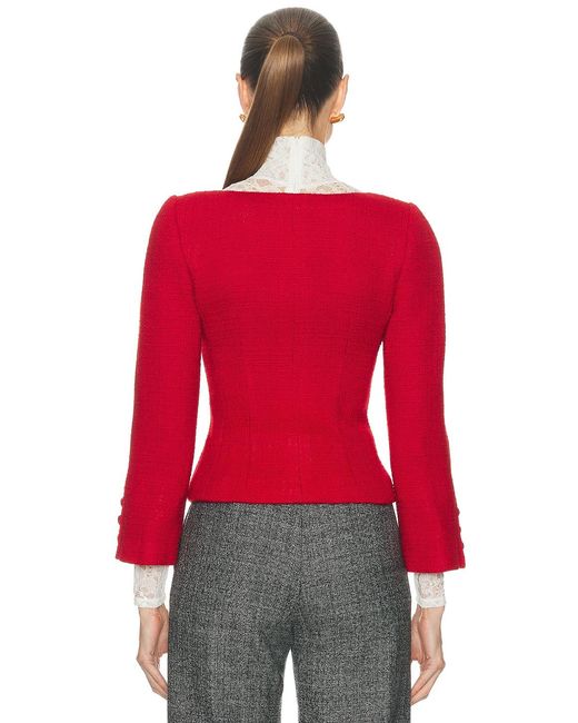 Valentino Red Plain Wool Tweed Jacket