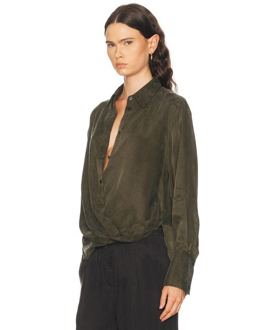 Helmut Lang Green Fluid Drape Shirt