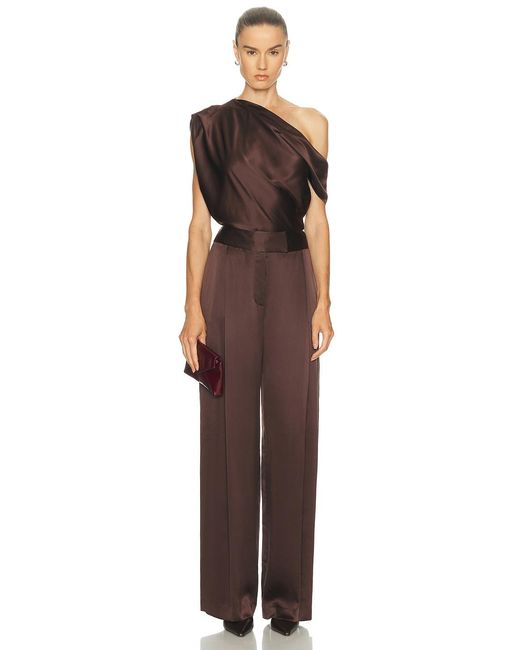 The Sei Brown Asymmetrical Drape Top
