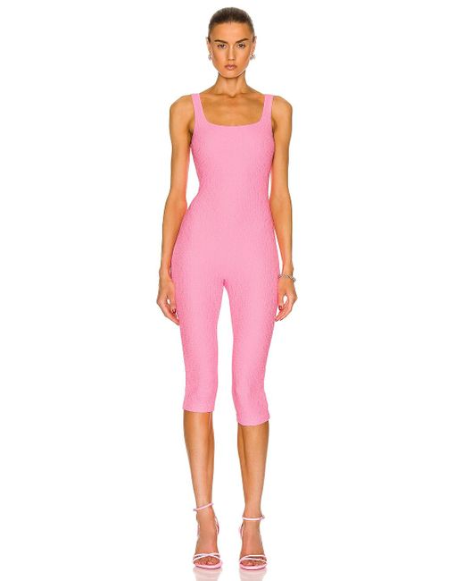 T By Alexander Wang Pink Square Neck Catsuit