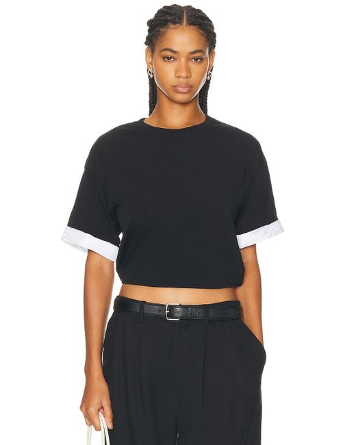 Jonathan Simkhai Black Sutton Poplin Combo Top