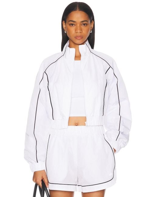 Alo Yoga Motivate Full Zip Track Jacket in White | Lyst