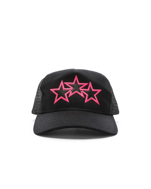 Amiri Black Three Star Trucker Hat