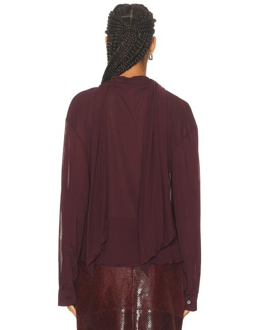 Atlein Red Draped Collar Blouse