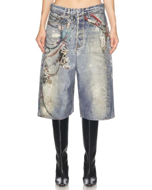 Acne Blue Judda Keychains Denim Short