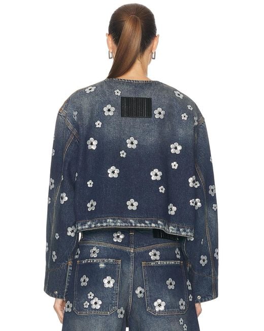 Marc Jacobs Blue Sequin Daisy Cropped Jacket