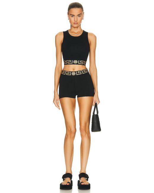 Versace Black Greca Border Bralette Top