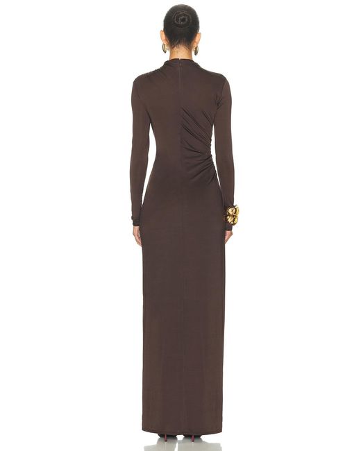 LAPOINTE Brown Jersey Draped Gown