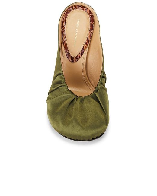 Dries Van Noten Green Satin Mule