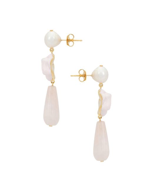 Completedworks White Freshwater Pearl & Rose Quartz Earring