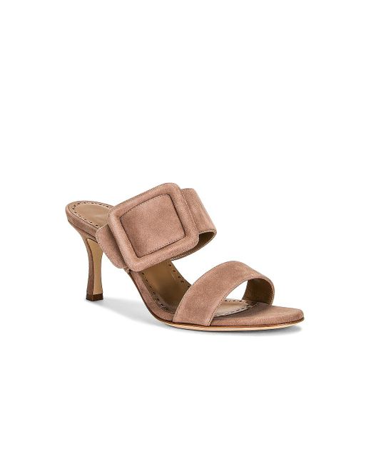 Manolo Blahnik Natural Suede Gable 70 Sandal