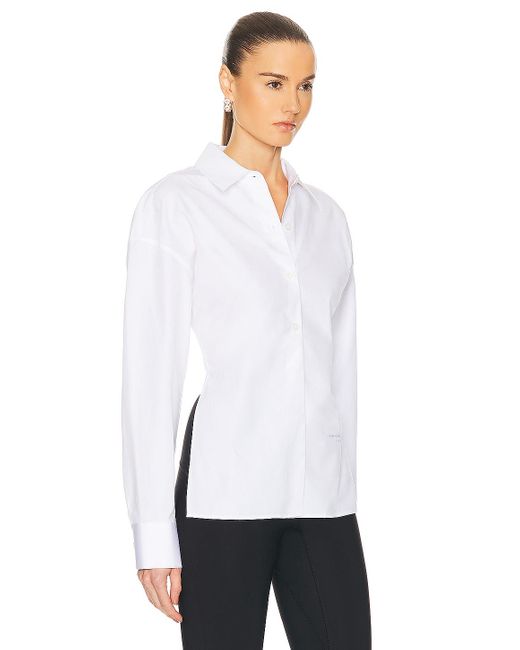 Alexander Wang White Cinched Waist Shirt With Knit Combo