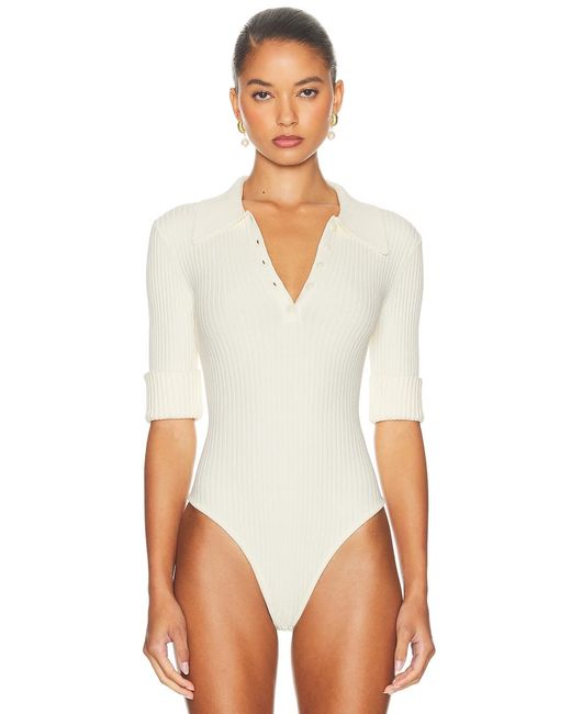 Helsa White Devora Polo Bodysuit
