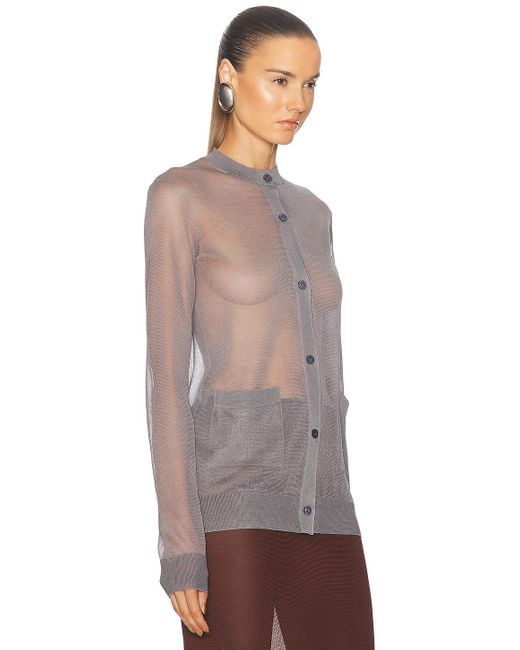 Saint Laurent Brown Sheer Cardigan