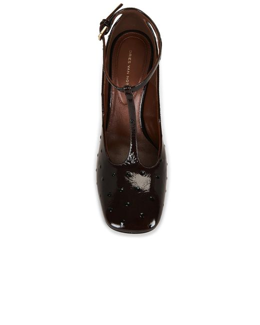 Dries Van Noten Brown Square Toe Salome Pump