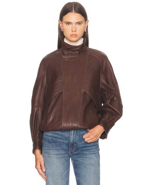 Nour Hammour Brown Ariste Fluid Leather Jacket