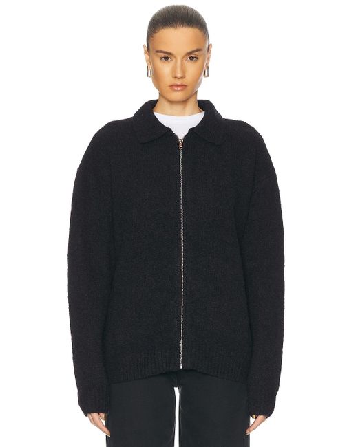 AYA MUSE Blue Knit Zip Up Jacket With Collar