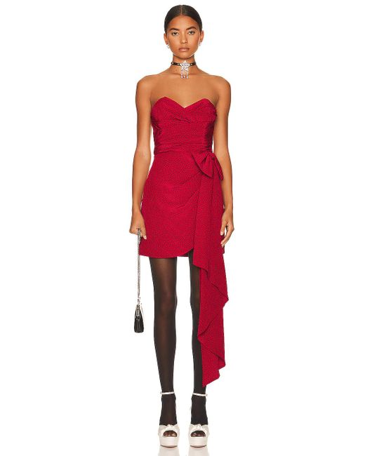 Alessandra Rich Heart Print Silk Draped 