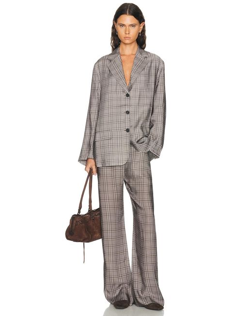 Acne Gray Junida Check Fluid Suit Jacket
