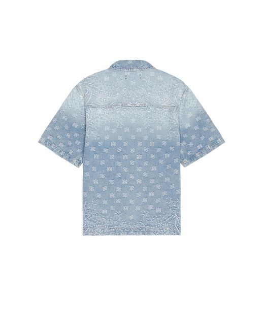 Amiri Blue Bandana Jacquard Snap Short Sleeve Shirt for men