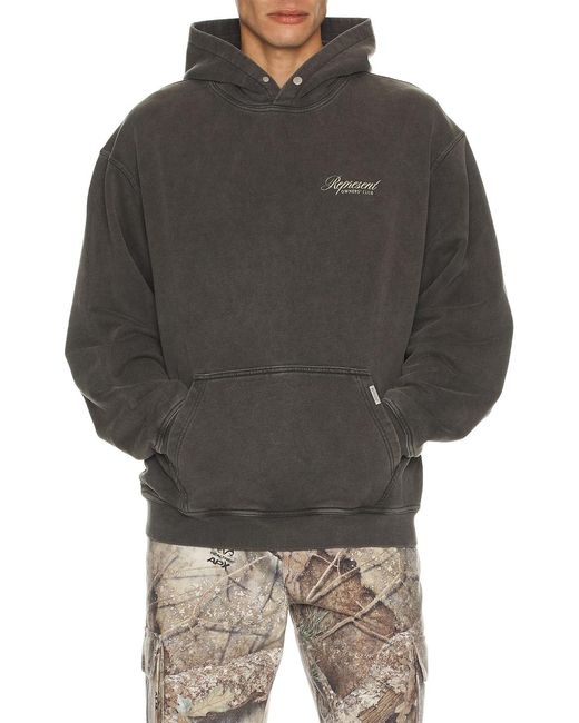 Represent Gray Owners Club Script Hoodie for men