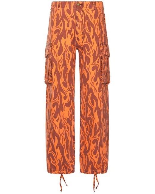 ERL Orange Printed Cargo Pants Woven