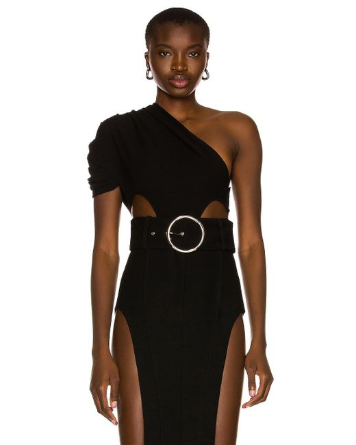 Monot Side Cutout One Shoulder Bodysuit 