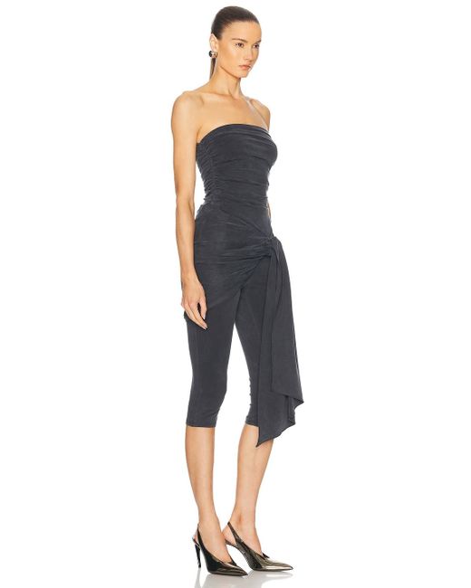 Alexander Wang Blue Prestyled Strapless Wrap Catsuit