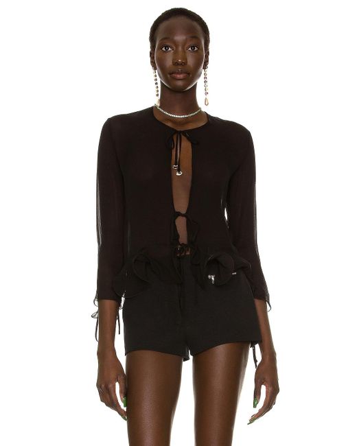 Coperni Silk Sheer Ruffle Blouse in 
