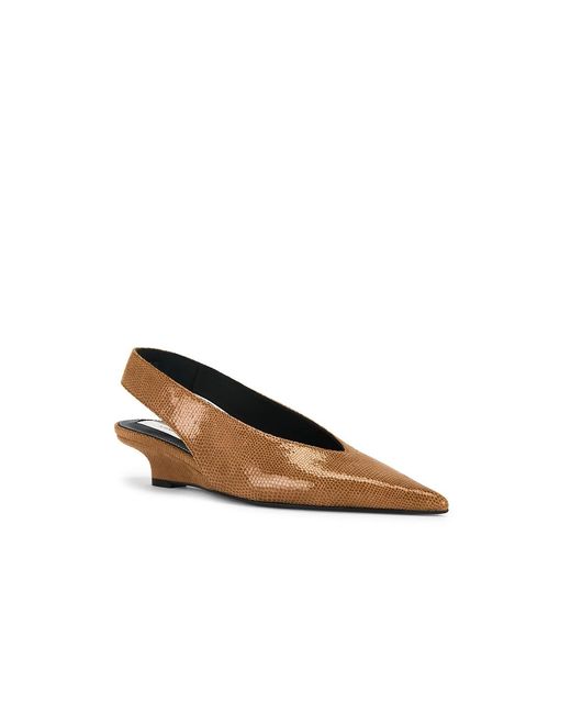 Totême  Brown Wedge Lizard Embossed Slingback