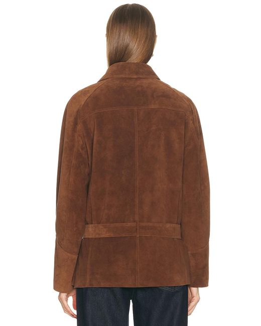AEXAE Brown Leather Suede Belted Jacket