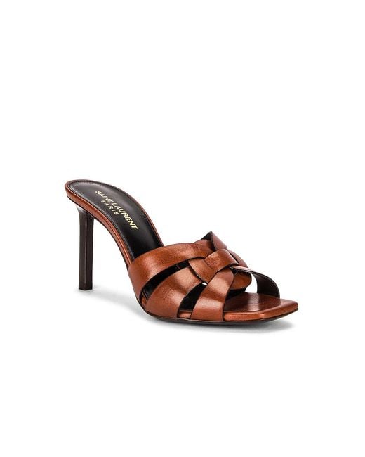 Saint Laurent Brown Tribute Mules